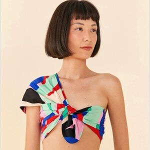 Farm Rio Colorful Monstera Crop Top M NWT